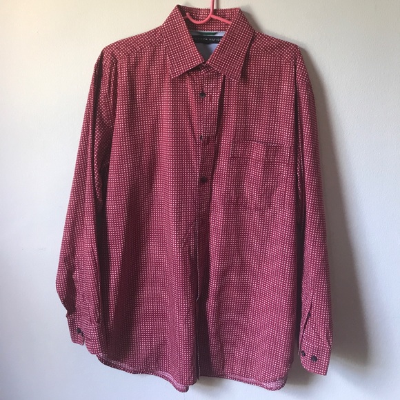 L/S Maroon/print button-down w/ pocket - Picture 1 of 4