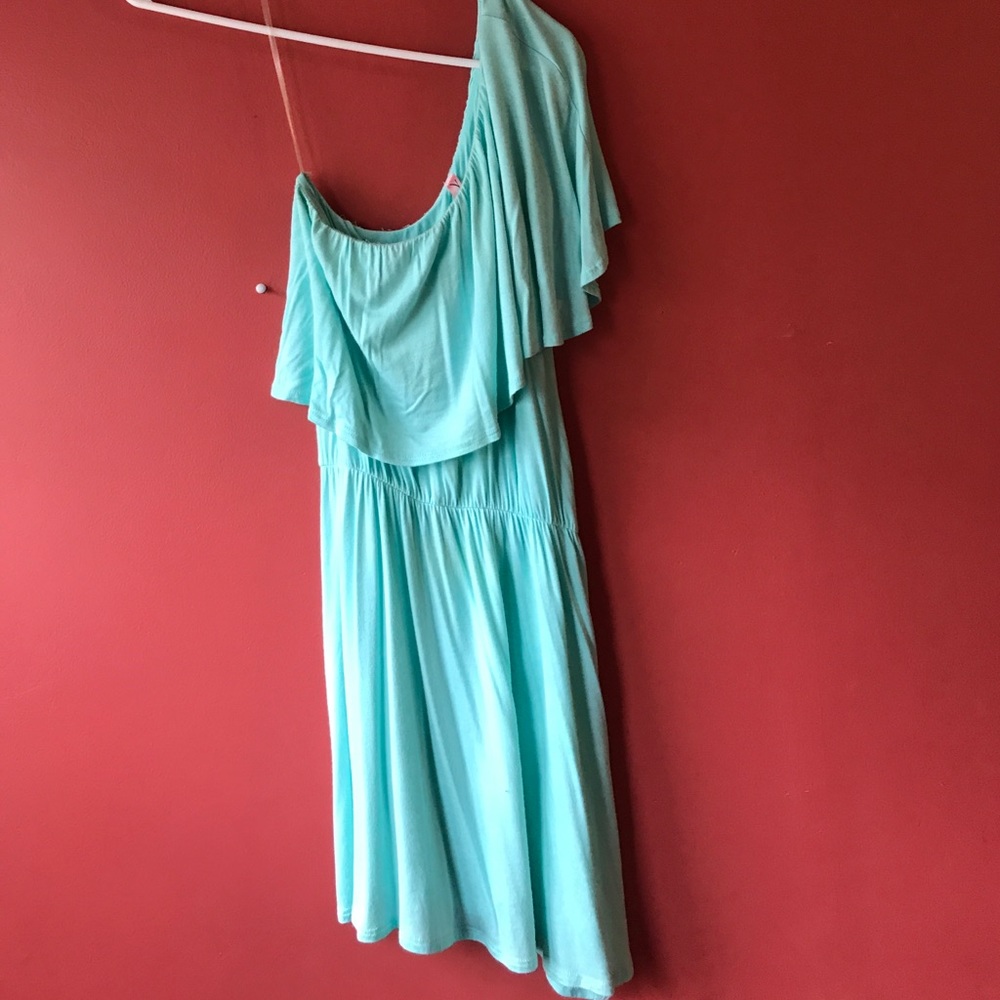 Blue off the shoulder dress