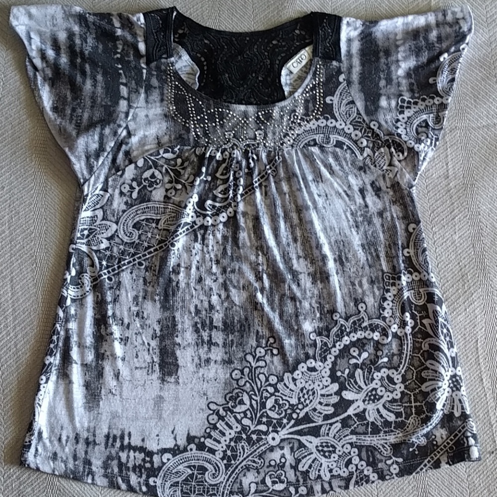 FLARE SLEEVE STUDDED LACE BACK BLOUSE
