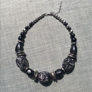 Black Mock-Stone Statement Necklace