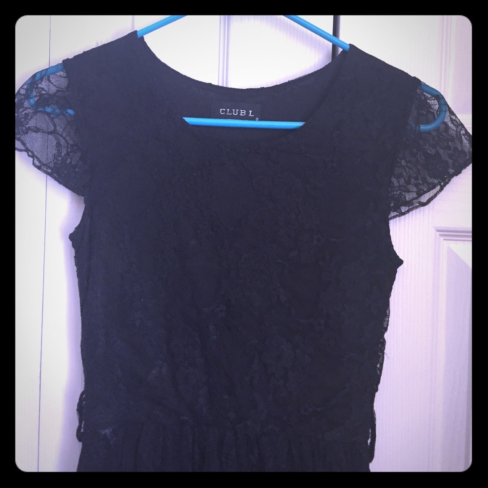 Black lace skater dress
