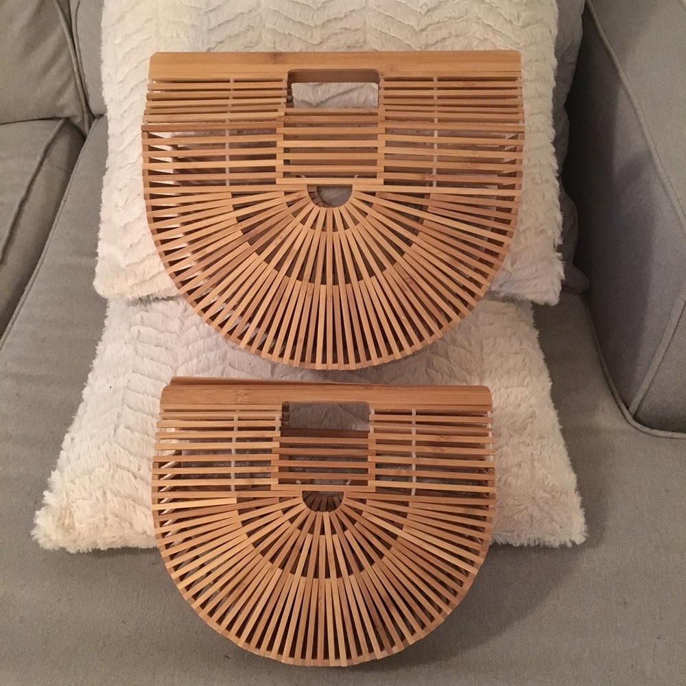 LARGE NEXT DAY SHIP -NATURAL BAMBOO ARK CLUTCH BAG