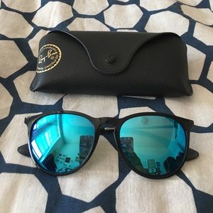Ray-Ban Erika Black and Blue Mirrored Sunglasses