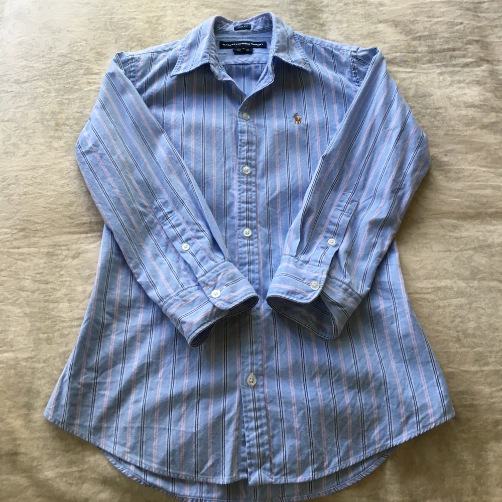 Ralph Lauren Sport Slim Fit Blue Striped Button Up