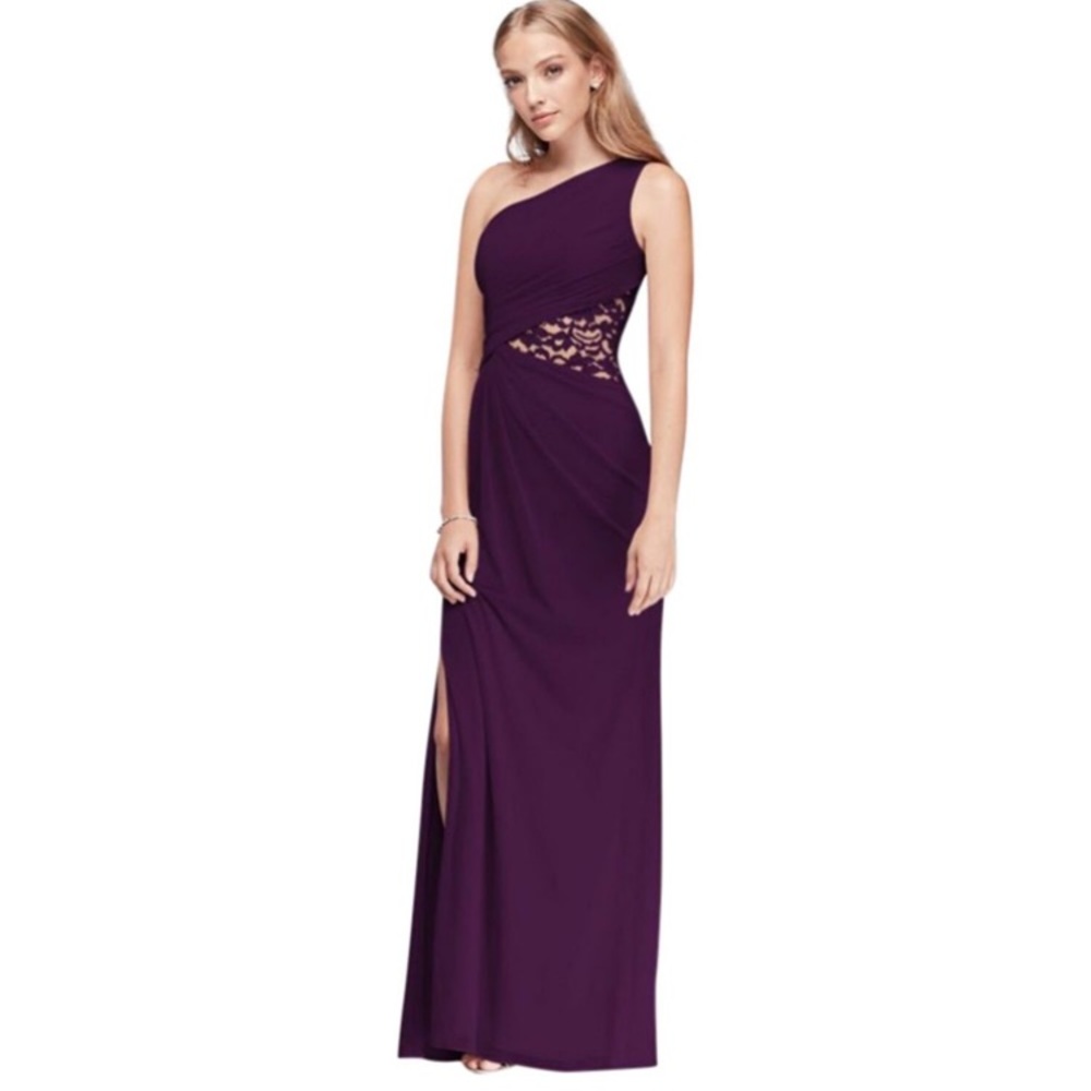 One-Shoulder Mesh Bridesmaid Dress