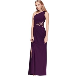 One-Shoulder Mesh Bridesmaid Dress