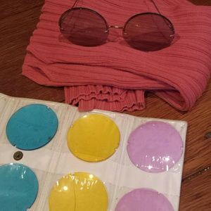 mens womens fancy dress accessory 1960S GROOVY JOHN LENNON PURPLE GLASSES