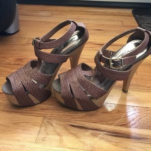 Brown strap up heels