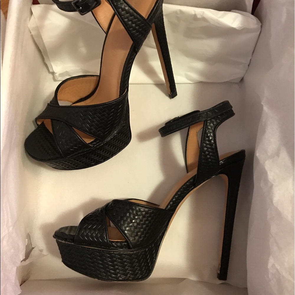 Halston heritage platform ankle strap heels