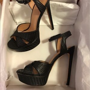 Halston heritage platform ankle strap heels