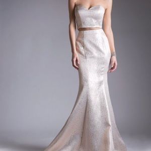 Champagne Gold Strapless Two Piece Gown 2017