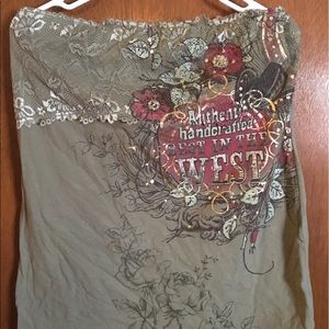 Strapless tee with lace and gold!