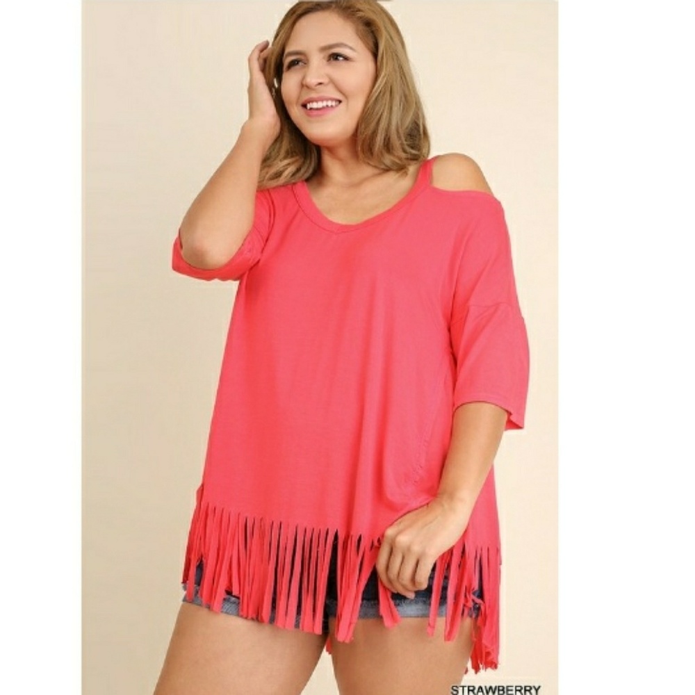 Cold Shoulder Fringe Top