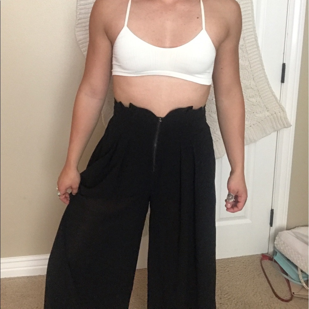 Black high waisted wide leg pants