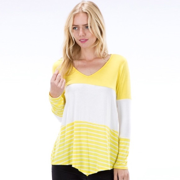The Blossom Apparel Tops - Color block striped detailed top various sizes