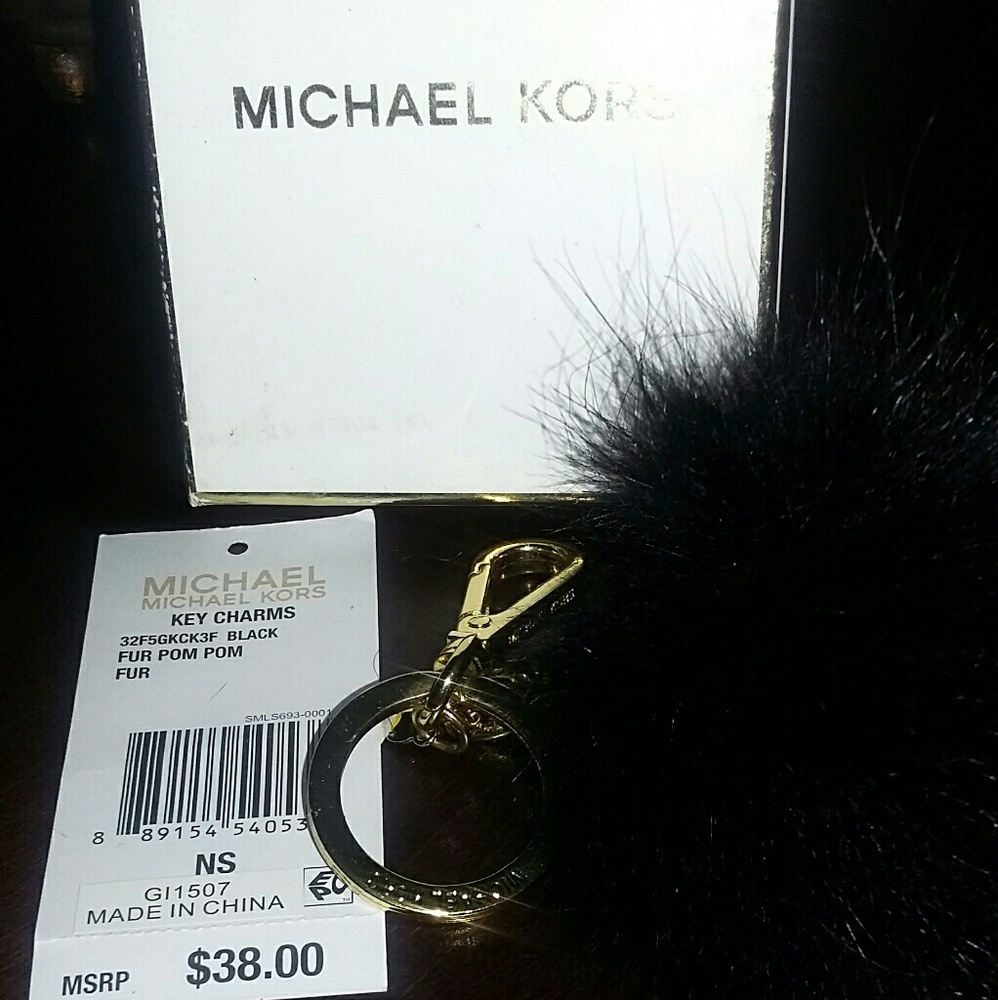 Michael Kors authenic black fox fur charm