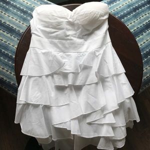 Cute strapless white ruffle dress