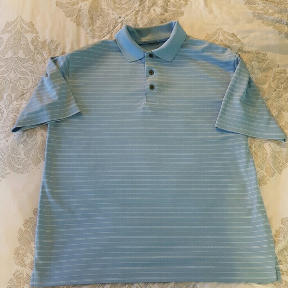 Grand Slam Golf, Men's Blue & White Striped Polo