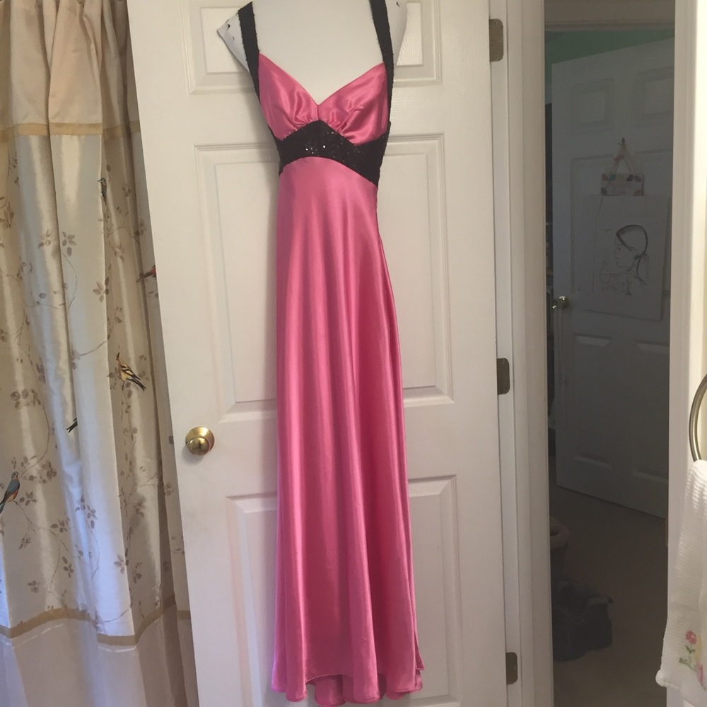 Pink & Black beaded Prom Dress