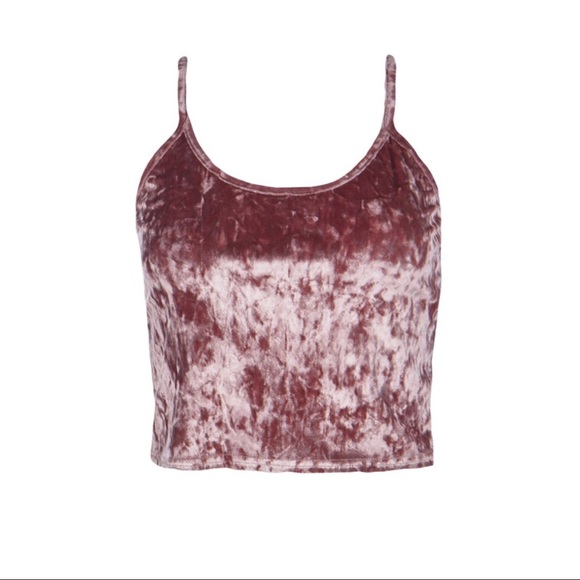 Perfect Velvet Cami Tank Top Hi Neck Pink Brown - Picture 2 of 2