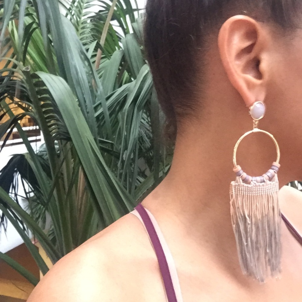 CCO❣️ LAST ONE✨OMBRE TASSELS HOOP EARRINGS - Picture 4 of 4
