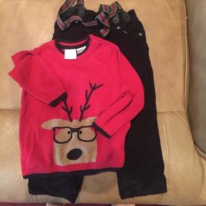 12-18 month overalls and sweater