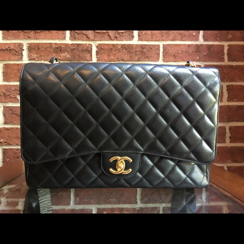 Authentic Chanel maxi flap gold hardware timeless