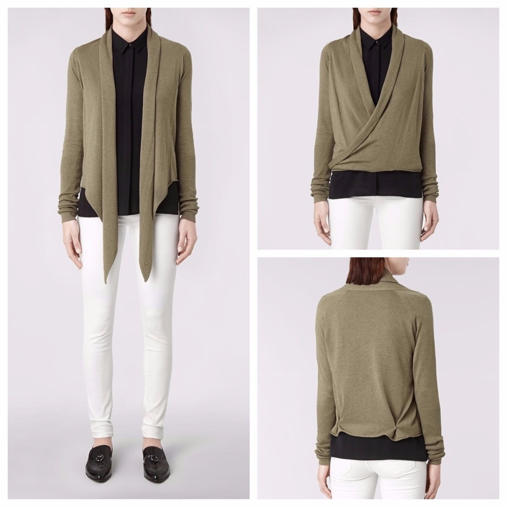 AllSaints Sago Pirate Cardigan in Khaki