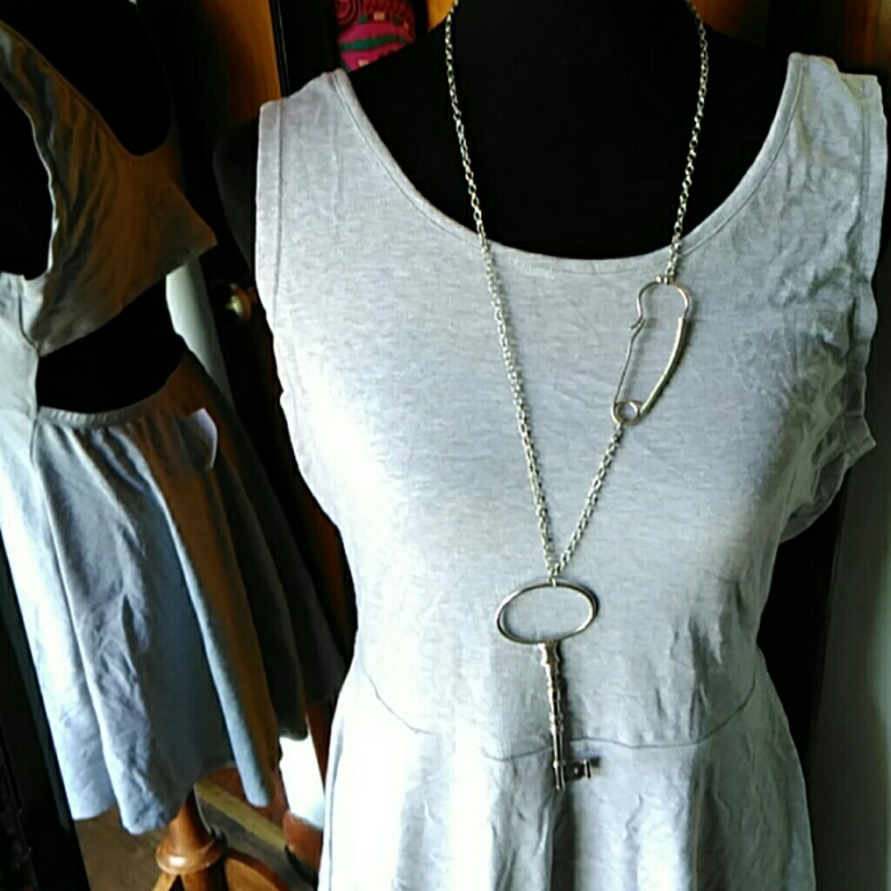 Gray Keyhole Dress