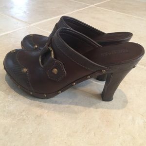 Michael Kors Vintage Clog Heels with Brass detail