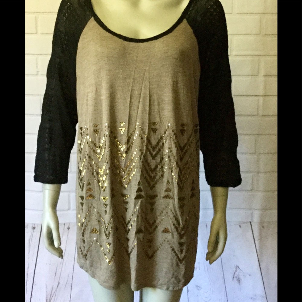 Lane Bryant Gold Embellishment Blouse - Picture 5 of 8