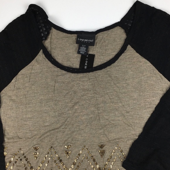 Lane Bryant Gold Embellishment Blouse - Picture 2 of 8