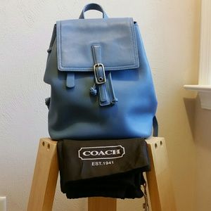 Blue Leather Coach Backpack