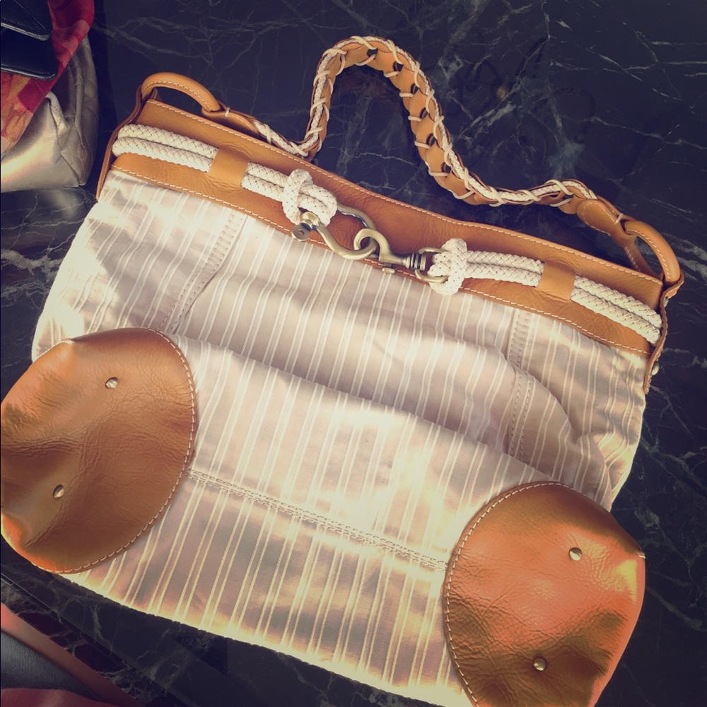 Viva spiga canvas leather bag