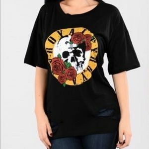 Ripped/Distressed Skull Rose Tee