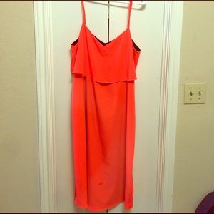Neon orange midi dress