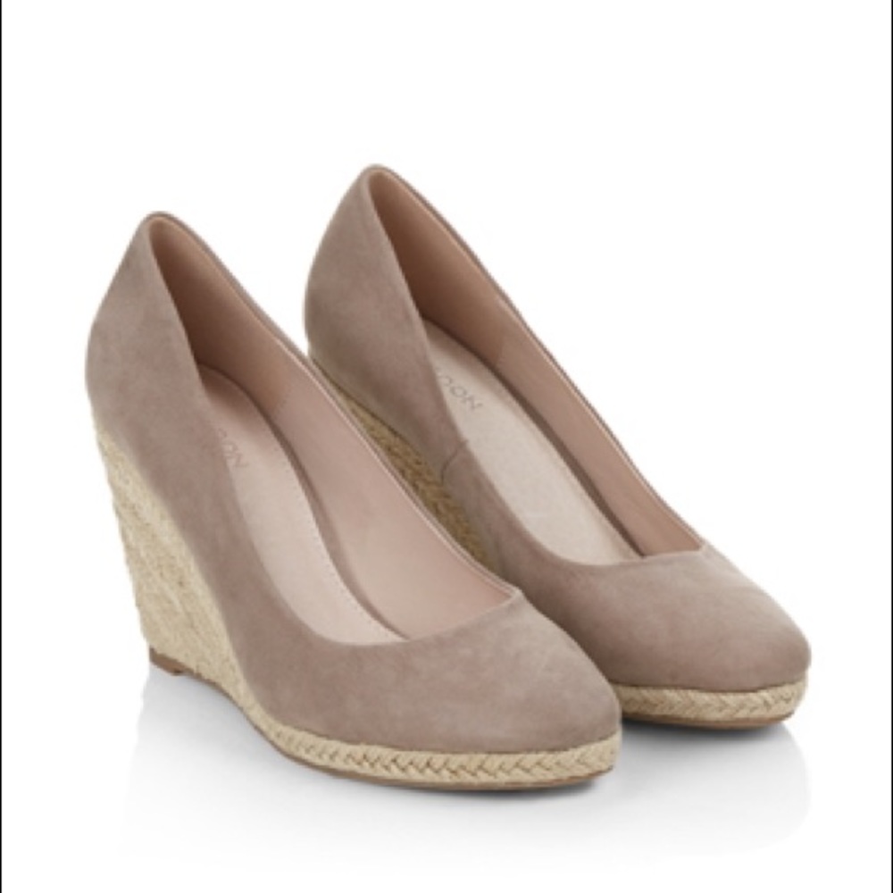Monsoon Fleur Espadrille Wedges, Taupe Suede
