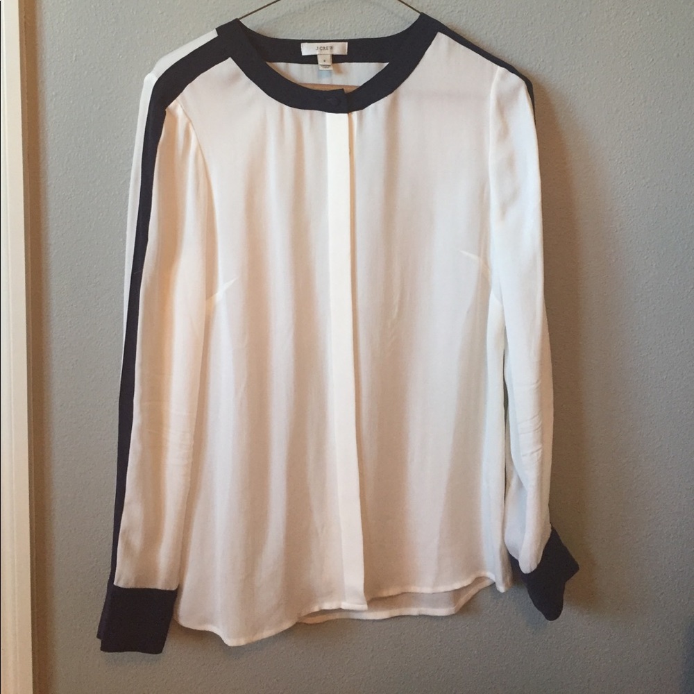 J.Crew white and navy button down