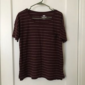 SOLD | Wine striped boyfriend tee