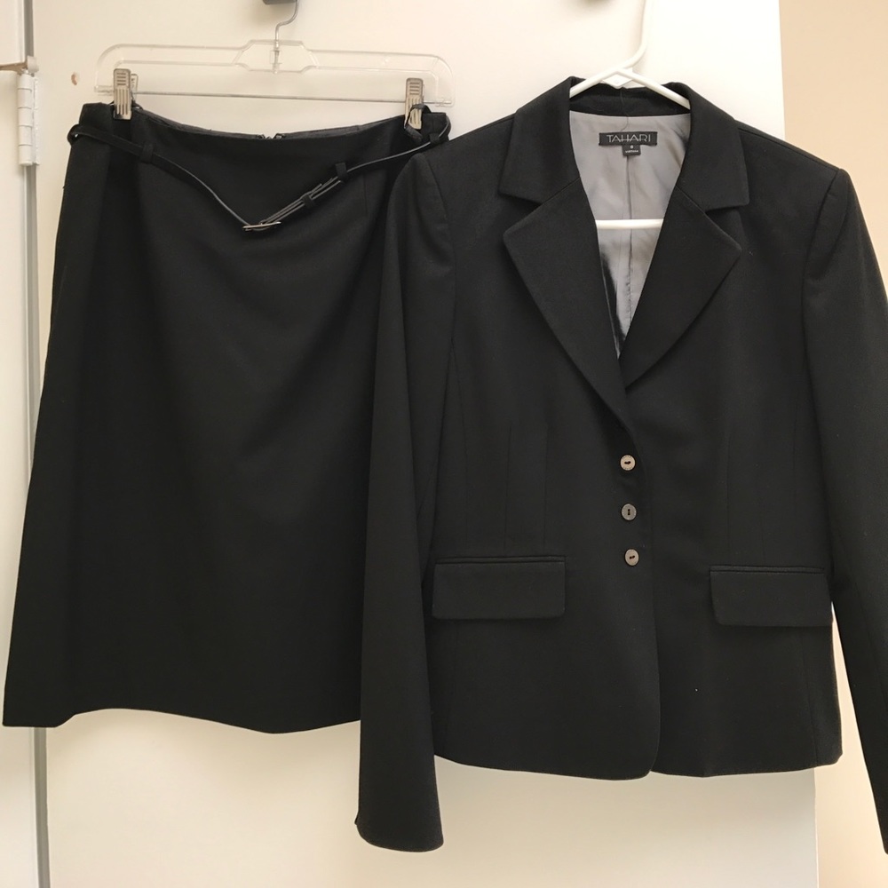 Tahari black skirt suit set