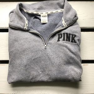 VS PINK Grey quarter zip sweatshirt