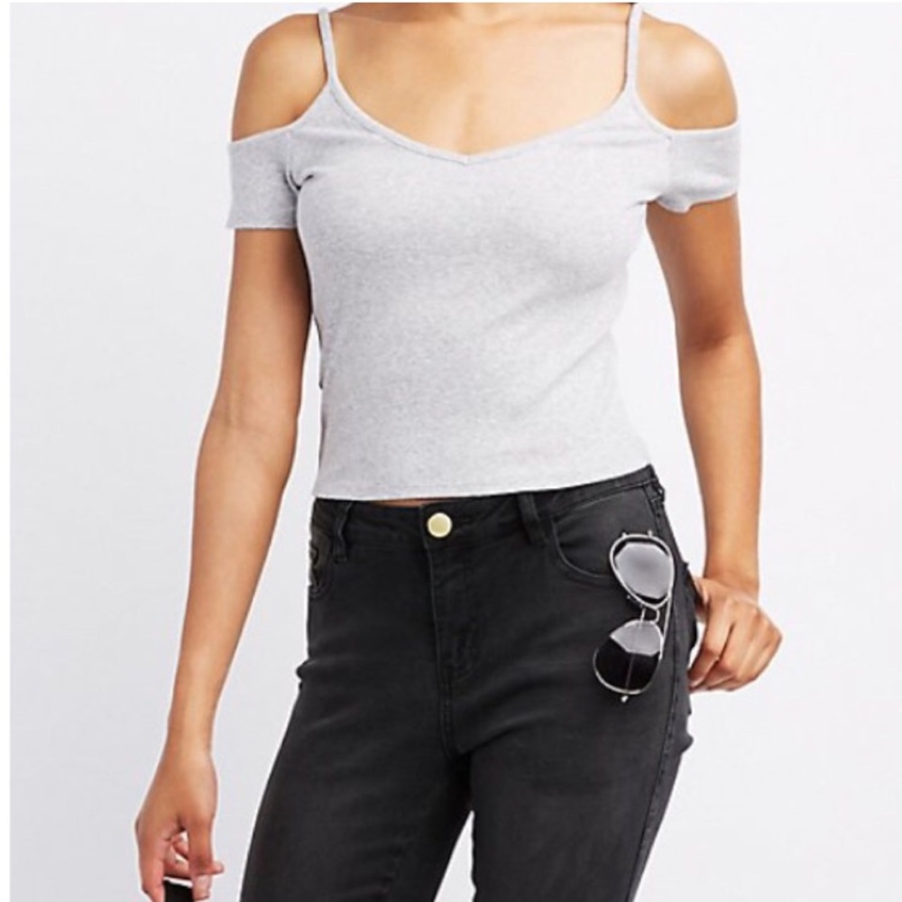 Gray Shoulder-less Blouse