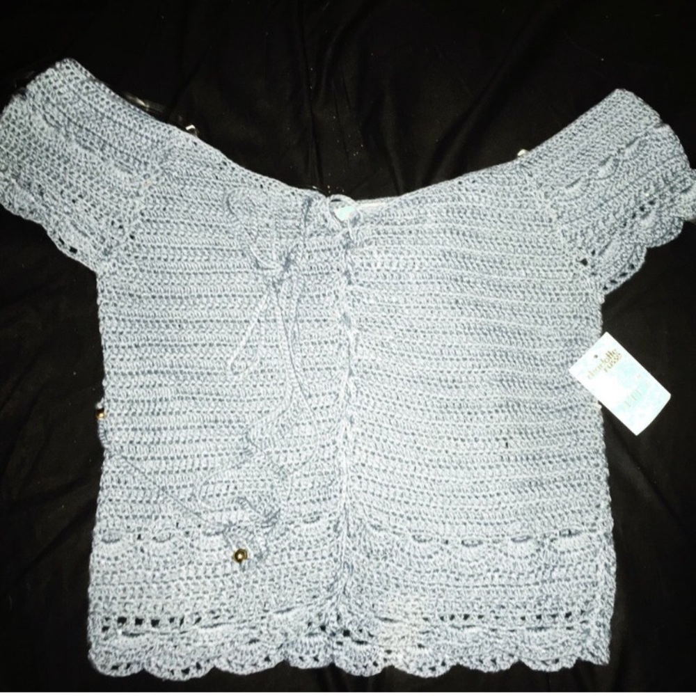 Blue Knit Crop Top
