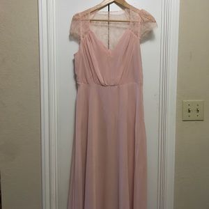 Blush cap sleeved long dress