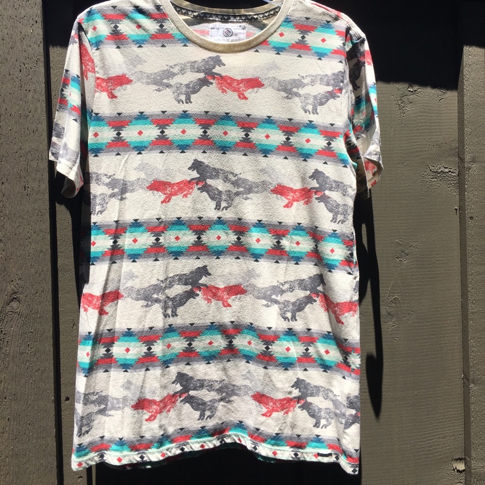 On the BYAS tribal print t-shirt