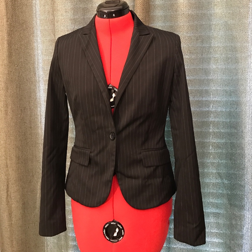 Express Black Pin Stripe Blazer Suit Jacket