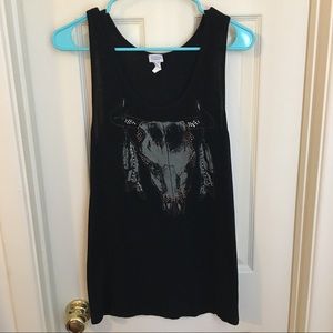 Black tank top with bull on front
