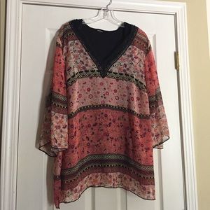 Floral blouse and camisole set