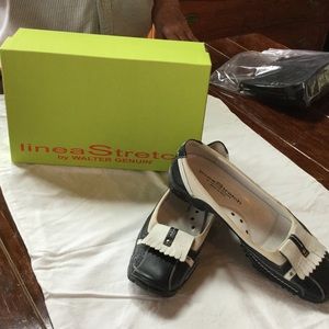 Walter Genuin Navy and White calf golf shoes