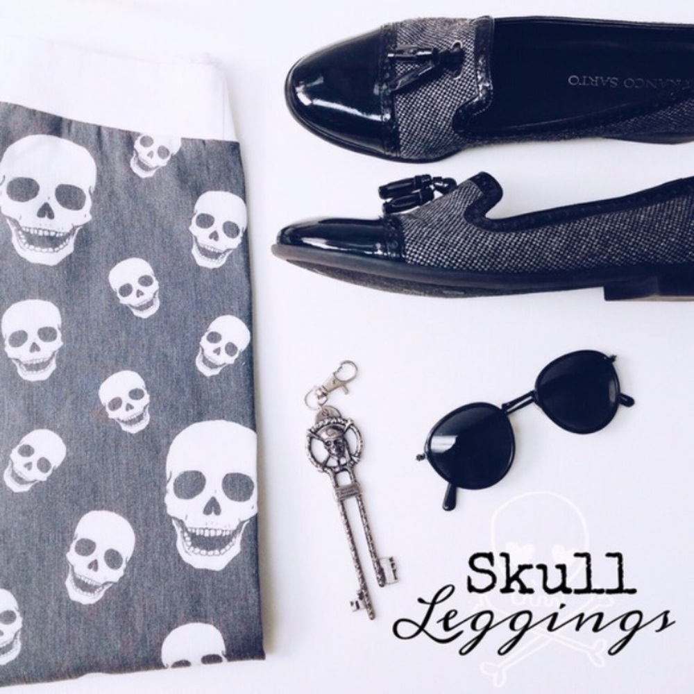 Sold Grey Skull Legging pants - Picture 1 of 3